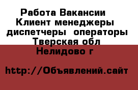 Работа Вакансии - Клиент-менеджеры, диспетчеры, операторы. Тверская обл.,Нелидово г.